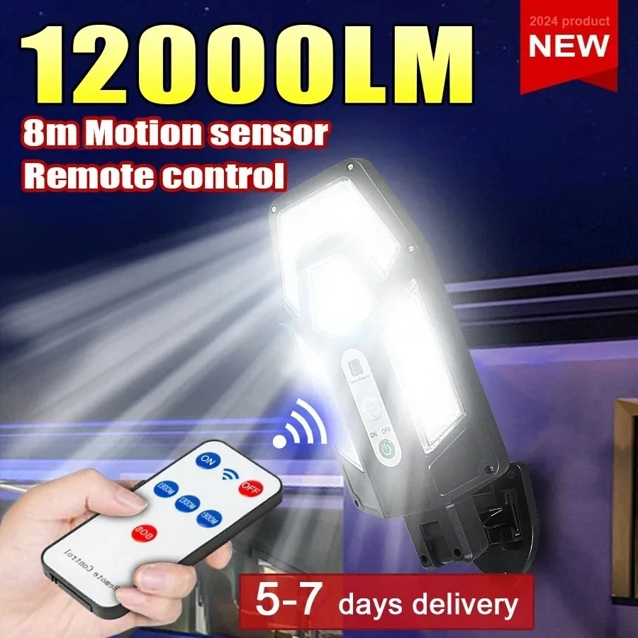 Solar Street Light Led - 12000LM مصباح الجدار الشمسي القوي مع